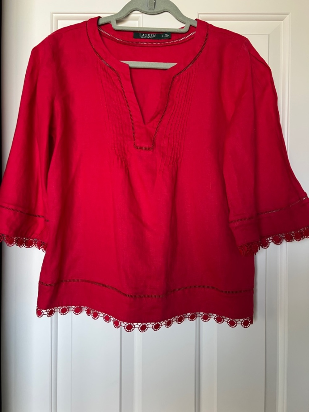 Lauren Ralph Lauren Linen Deep Red Popover